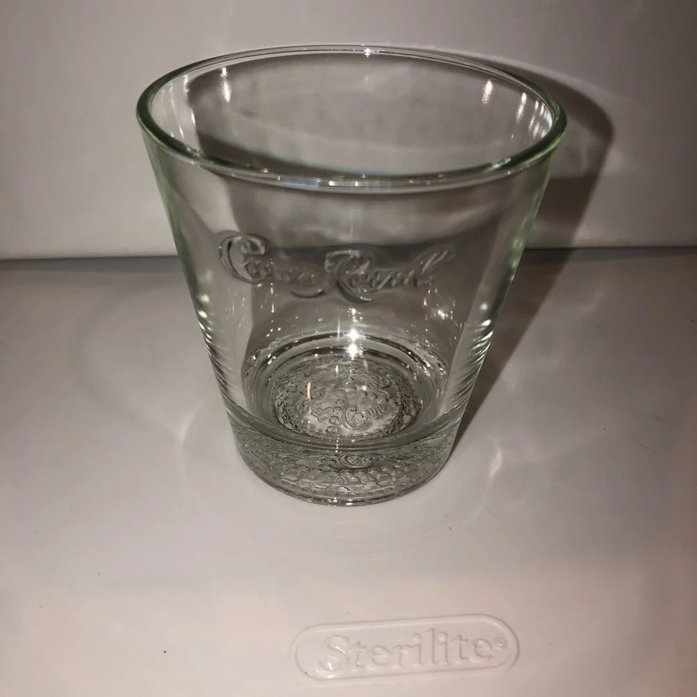 Crown Royal Whiskey Embossed Logo Round Rocks Lowball Drinking Glass